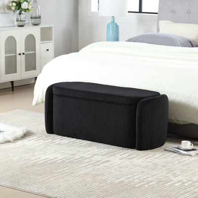 Repose-pieds avec rangement, banc de bout de chambre à coucher, repose-pieds de rangement rembourré en tissu avec charnière de sécurité, repose-pieds rembourré pour l'entrée et banc pour repose-pieds (noir)