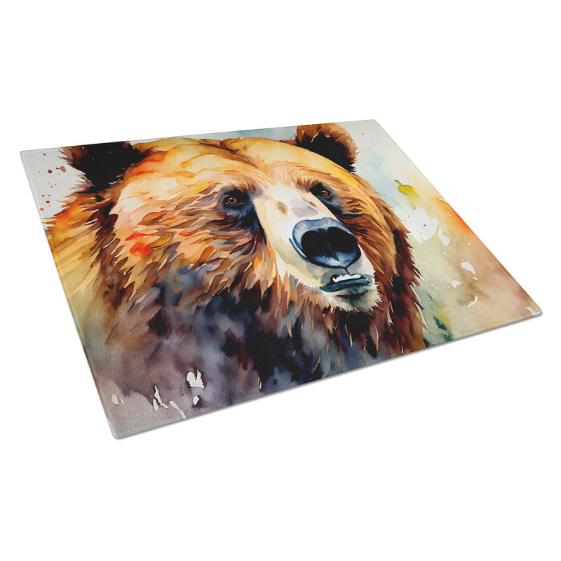 Grizzly Bear Glass Cutting Board Large