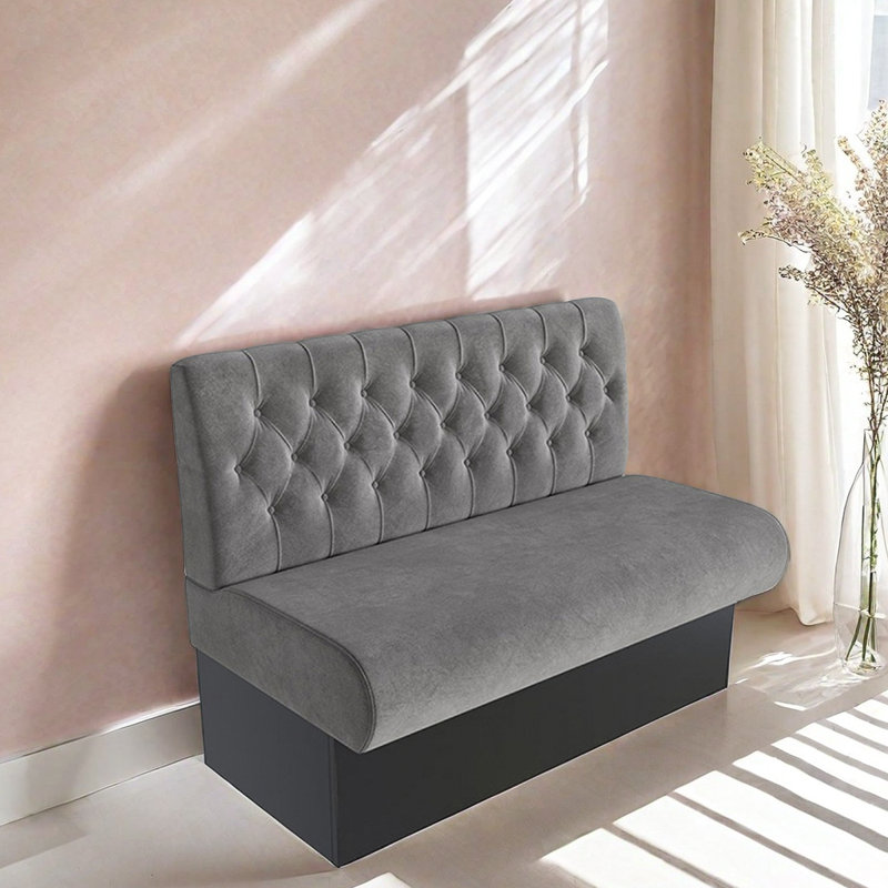 Banc rembourré en velours, Gris