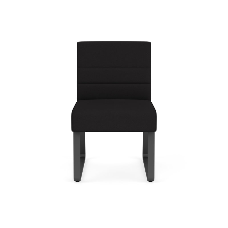 Chaise d'invité sans accoudoirs Waterfall, Portes ouvertes en tissu noir, Gris anthracite