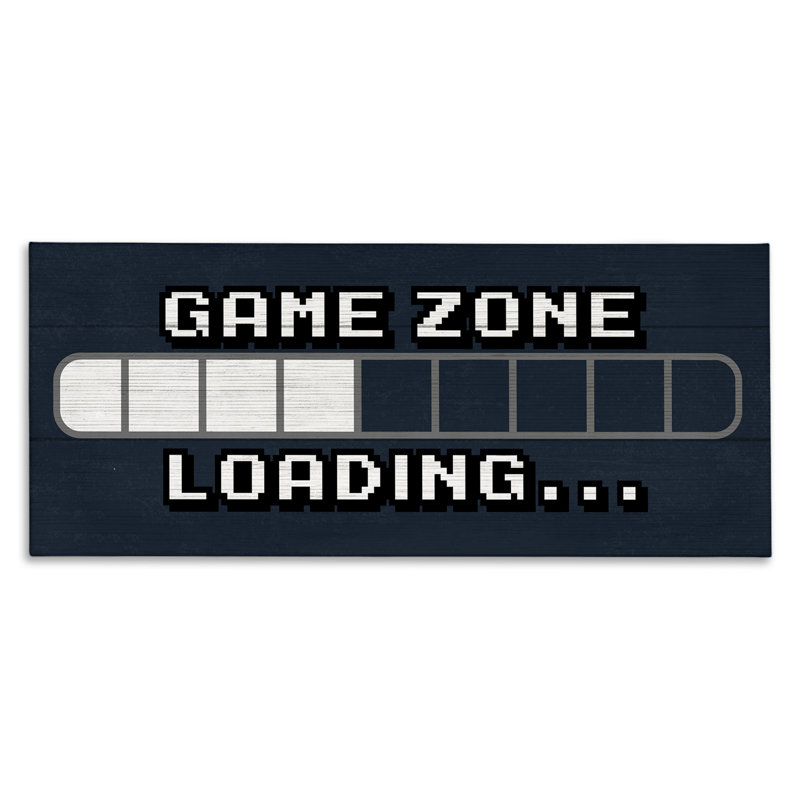 «Game Zone chargement Pixel texte vidéo Gamer» par Lil 'Rue - impression, H 10 po x l 24 po x P 1,5 po