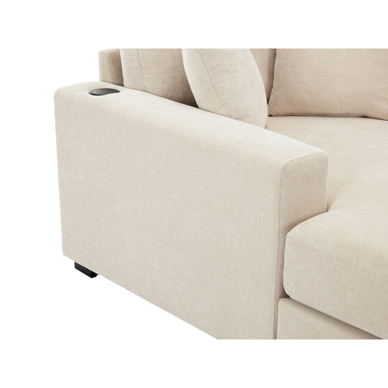 Chaise longue rembourrée Elneda, Crème