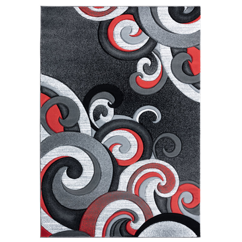 Tapis rouge / gris à motif cachemire Zabala, Rectangle 1 pi 10 po x 2 pi 8 po