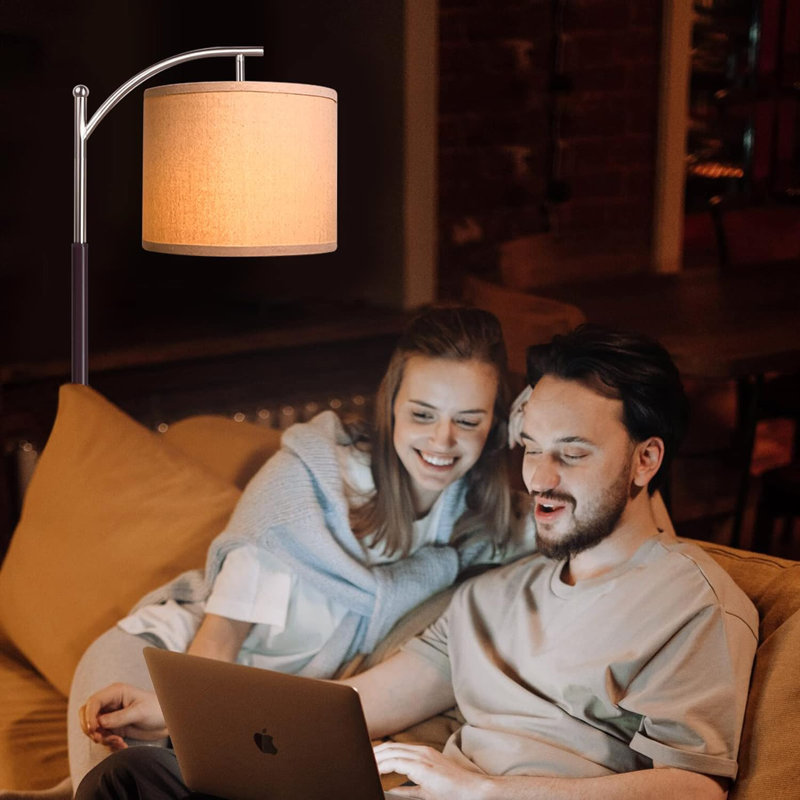 Floor Lamp For Living Room, 4 Color Temperature LED Floor Lamp With Remote Control & Foot Switch, LED Bulb Included, Modern Standing Lamp For Bedroom, Study Room, Office - Silver & Brown