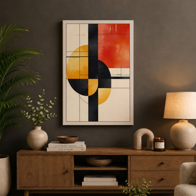 Abstraction Geometric - Wrapped Canvas, Terracotta Border, 30x20 - 76.2 x 50.8 cm