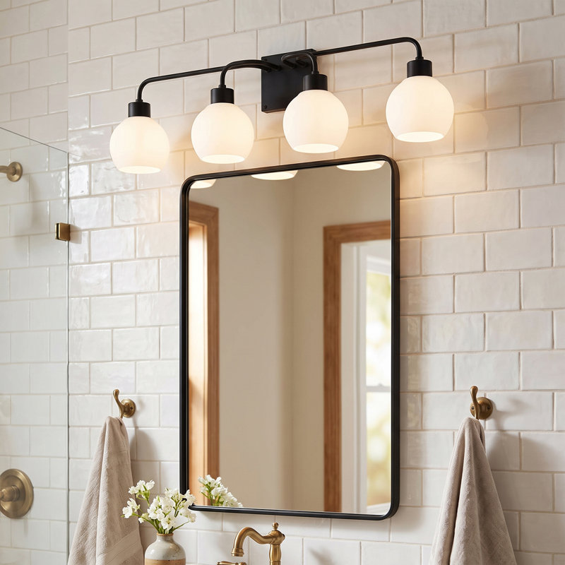 Éclairage pour meuble-lavabo à intensité variable Tanner, Blanc, Noir mat, 4-Light