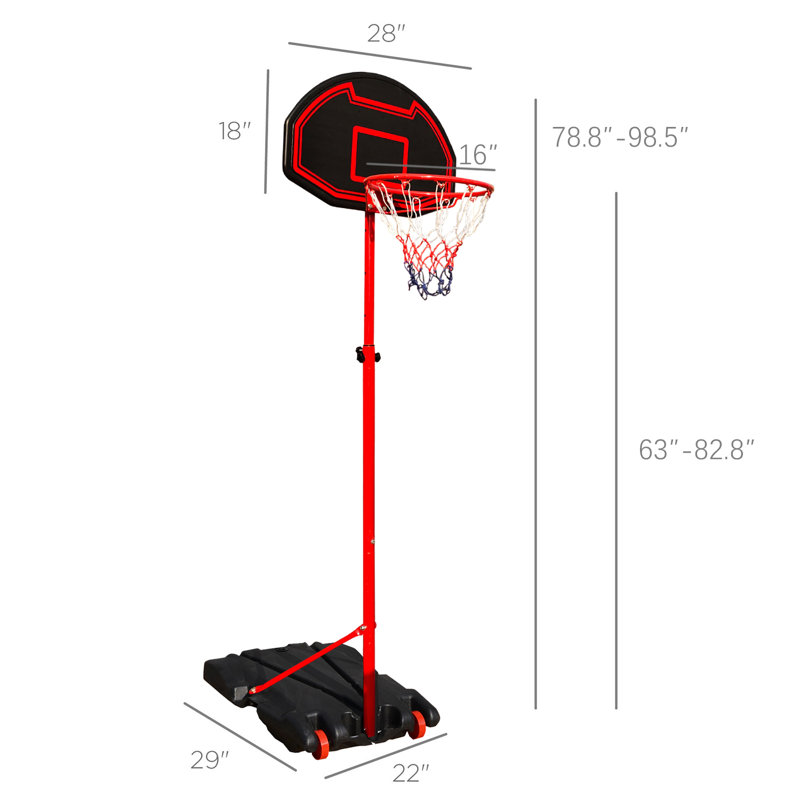 Panier de basketball dans le sol Wewdlgl, Noir / rouge