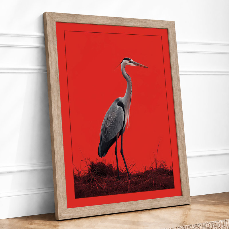 Solitary Heron Modern - Print, A1 - 84.1 x 59.4 cm, Oak