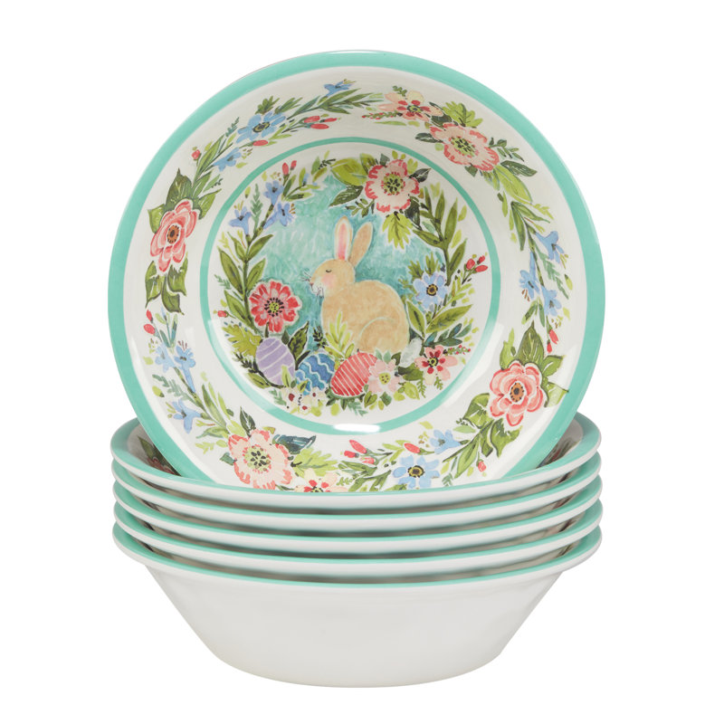 Joy of Easter Multicolor Melamine All Purpose Bowls Set of 6