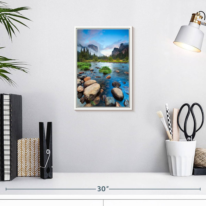 Merced Riverside, 9" x 13", Floating Frame White