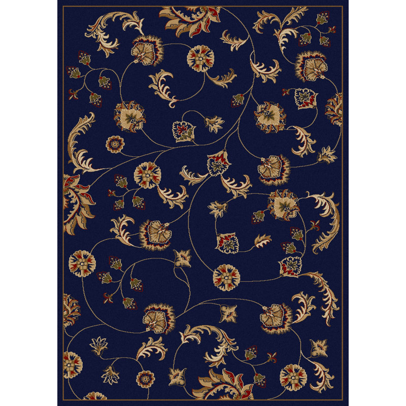Tapis oriental floral bleu marine Trevion, Rectangle 3 pi 3 po x 4 pi 11 po
