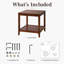 Table de bout carrée en bois massif à 2 niveaux avec tablette de rangement