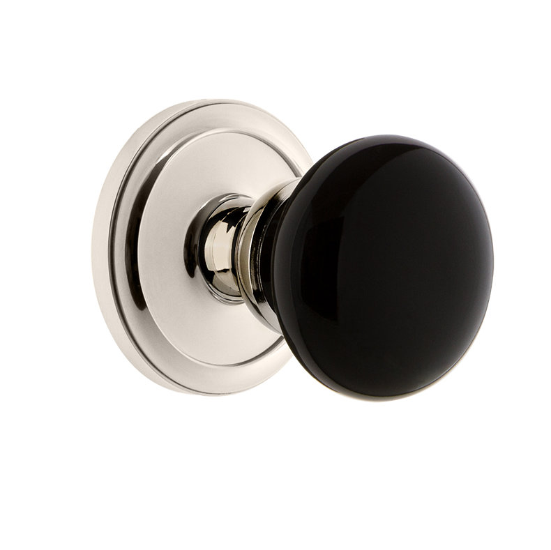 Rosette Grandeur Circulaire avec bouton de porte Coventry, Nickel poli, 2-3/4"