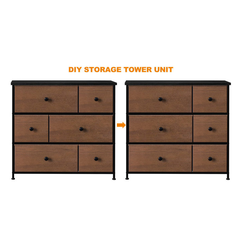Steel 6 - Drawer Dresser, Espresso