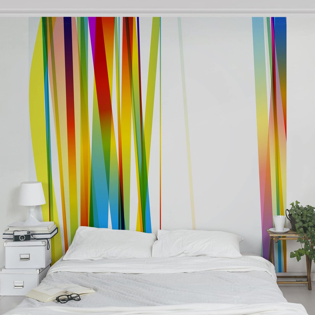 Strukturierte Tapete Rainbow Stripes 3,36 m x 336 cm