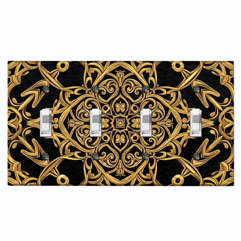Couvercle de plaque d'interrupteur en métal; Bascule à 4 bandes standard des États-Unis - image imprimée d'art nouveau de luxe