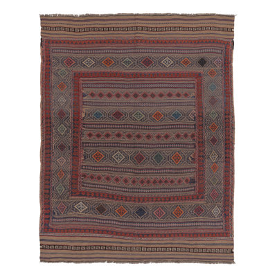 Vintage  Soumak Kilim, Tribal Diamonds In Light Jewel Tones - Rug & Kilim