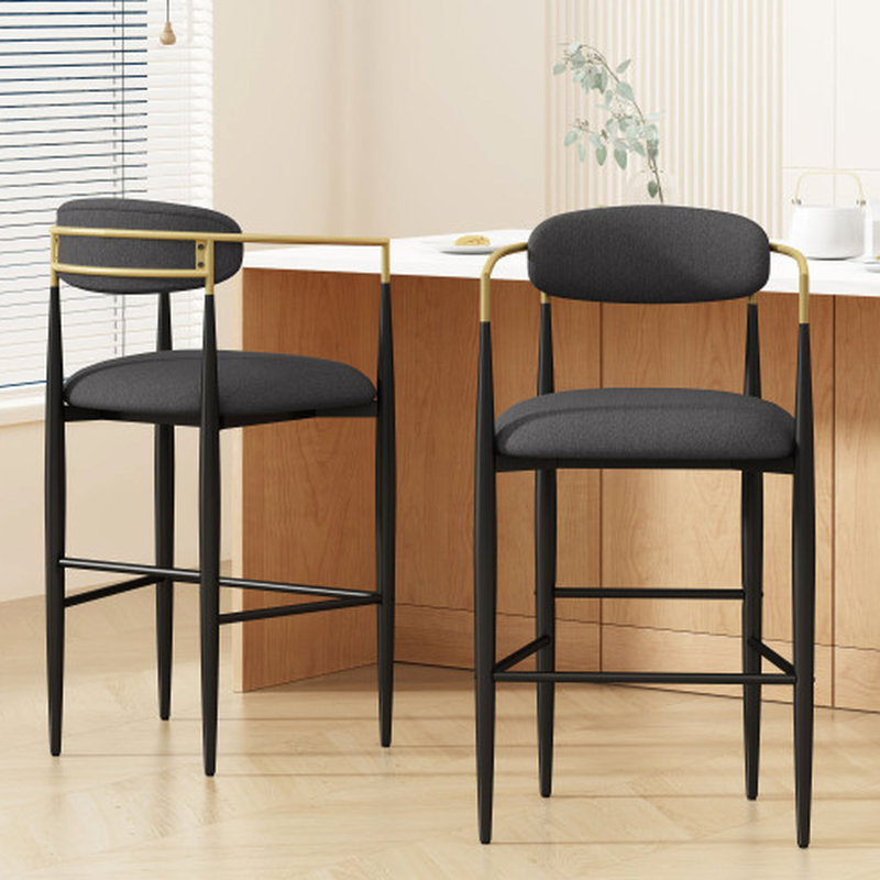 2, hauteur de comptoir avec siège rembourré gris et pieds en fer robuste pour îlot de cuisine, capacité de support de 2 65 lb, poids de tissu fiable de 260 lb