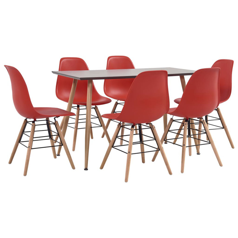 Ensemble de salle à manger avec 6 chaises Rayford, Noir, Rouge