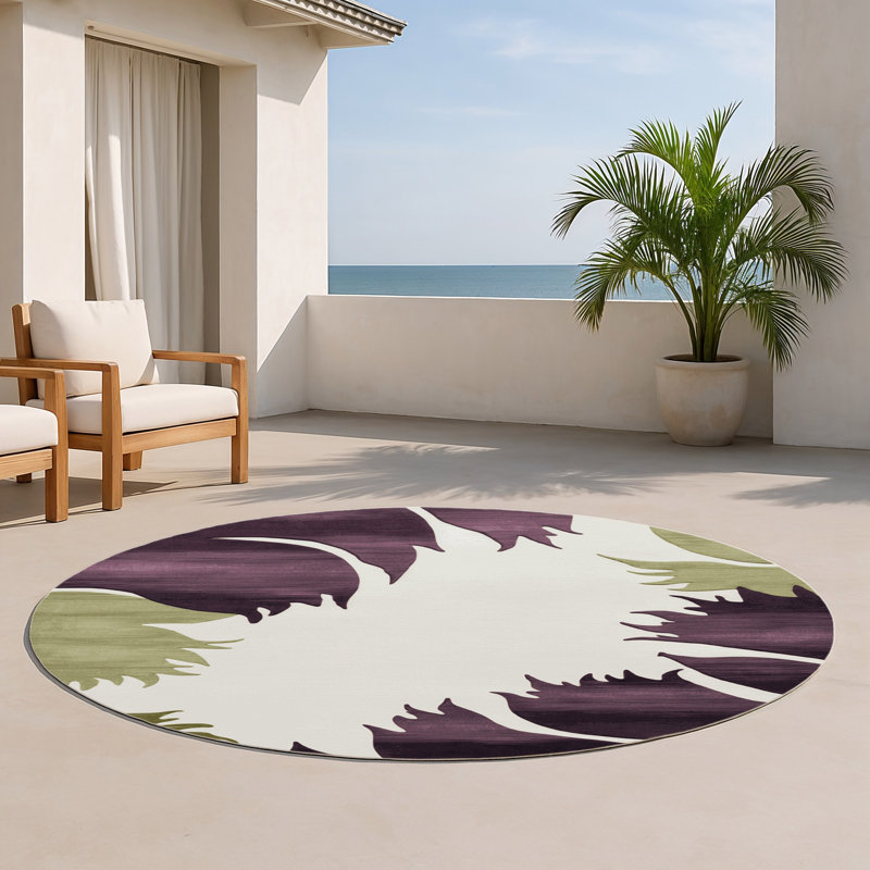 Watercolor Brown Indoor and Outdoor Area Rug, Round 5'