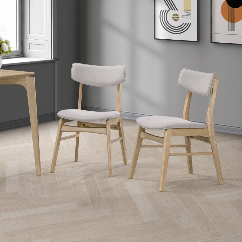 Upholstered Solid Wood Dining Chair, Oak