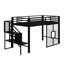 Base de lit mezzanine basse en métal avec escalier de rangement