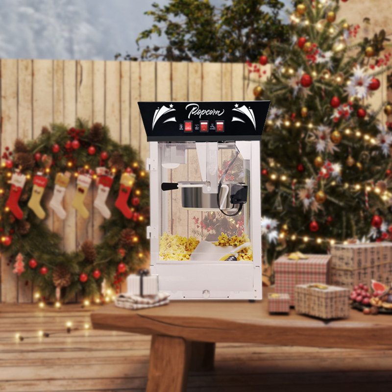 12 Oz Commercial Popcorn Maker - 850w Countertop Machine With Tempered Glass & Warming Deck (black)