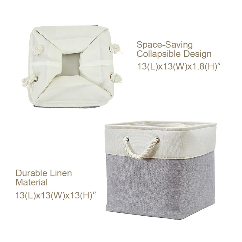 Fabric Bin Set, Grey/White