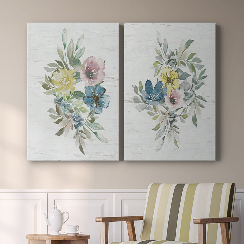 Spring Meadow Arrangement I - Toile tendue avec châssis de qualité supérieure - Prêt à être accroché
