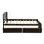 Lit plateforme simple avec rangement Espresso et tête de lit - Structure en bois massif, 2 tiroirs roulants et aucun sommier requis-720634799