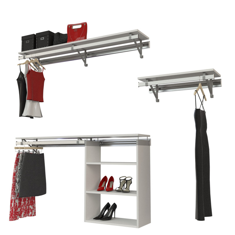Système de garde-robe 3 pièces: suspension double avec casier et suspension de 32 po, H 36,5 po x l 112 po x P 12,25 po