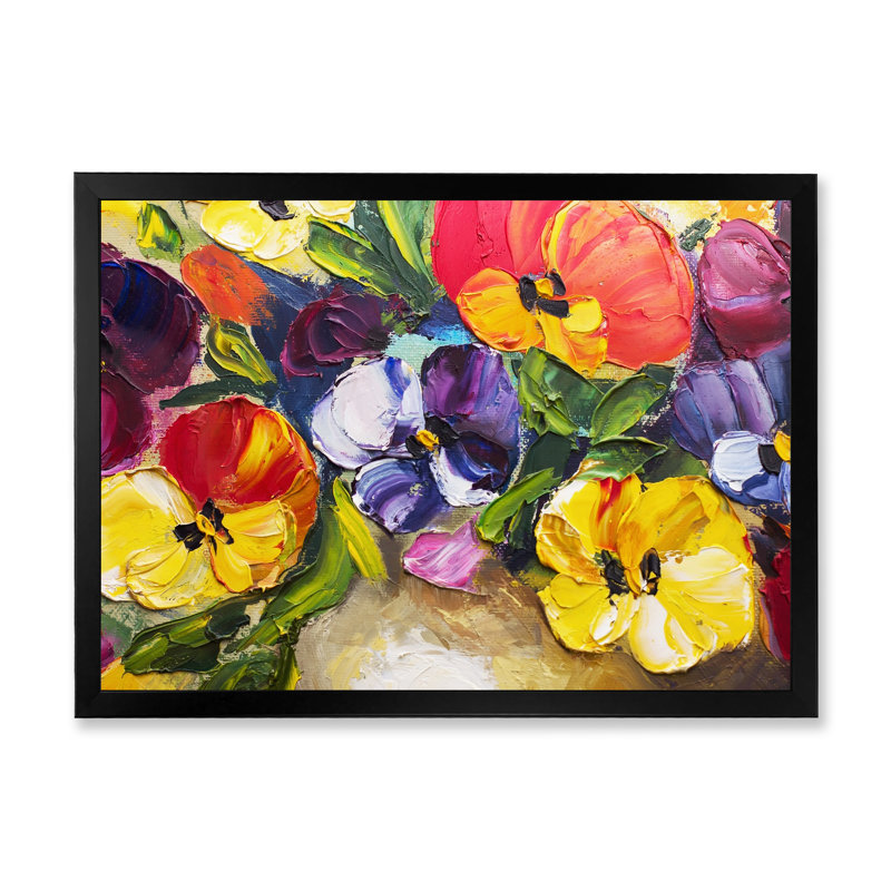 Fleurs rétro II - reproduction d'art sur toile, Cadre noir, H 8 po x l 12 po x P 1 po