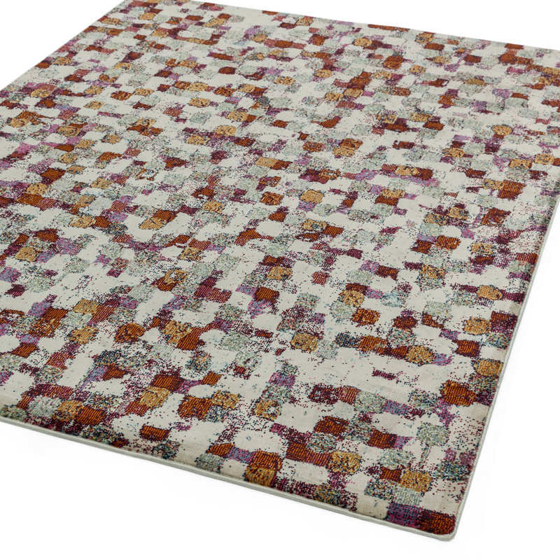 Varasteh Pixel Flatweave Cream/Pink/Orange Rug, Rectangle 120 x 170cm