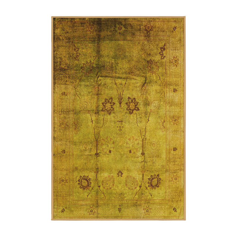 Tapis vert de style oriental, Rectangle 5 pi x 7 pi