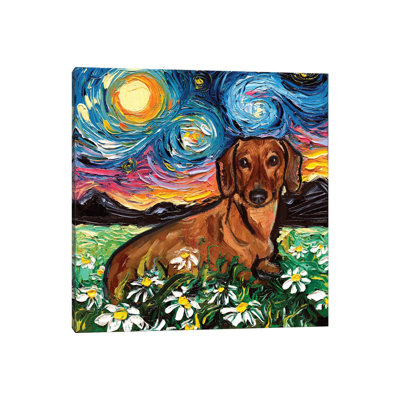 " Daisy Dachshund Night " by Aja Trier Painting Print