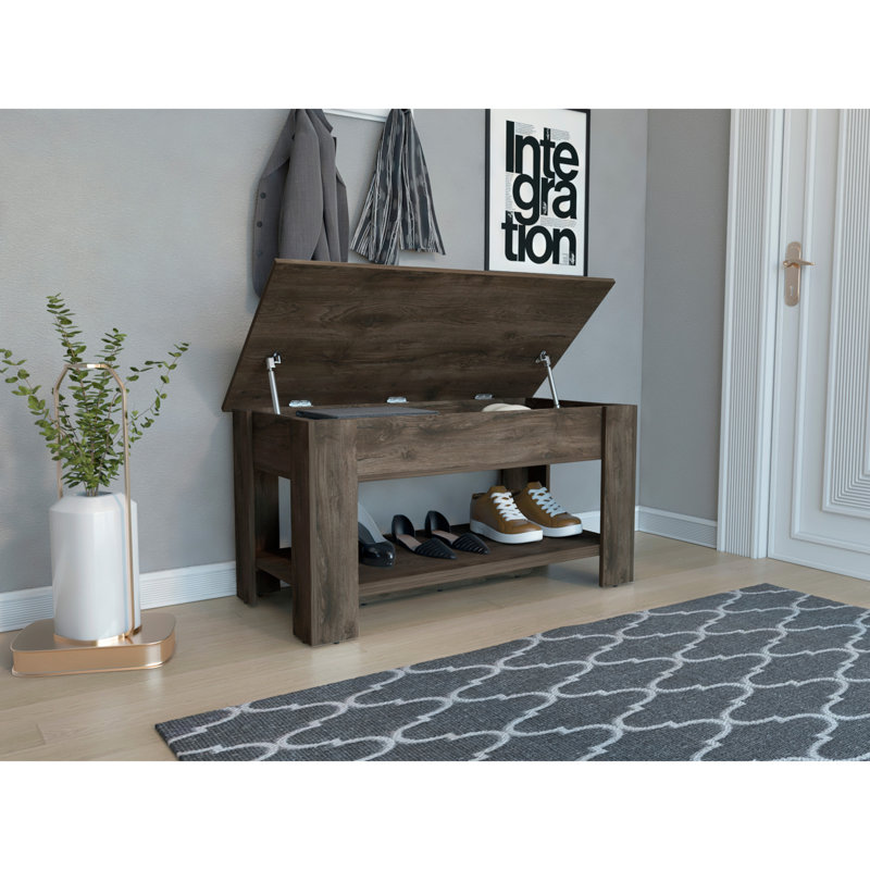 Daffodil Bench, Liftable Top And Lower Panel, Brown