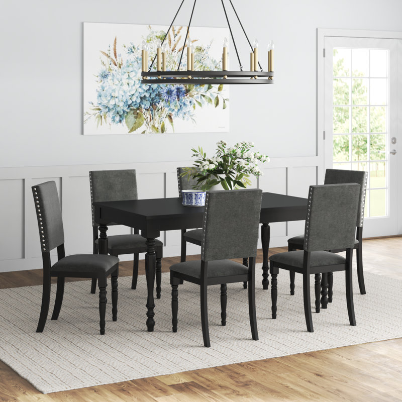 Candace 6 - Person Four Leg Dining Set, Black