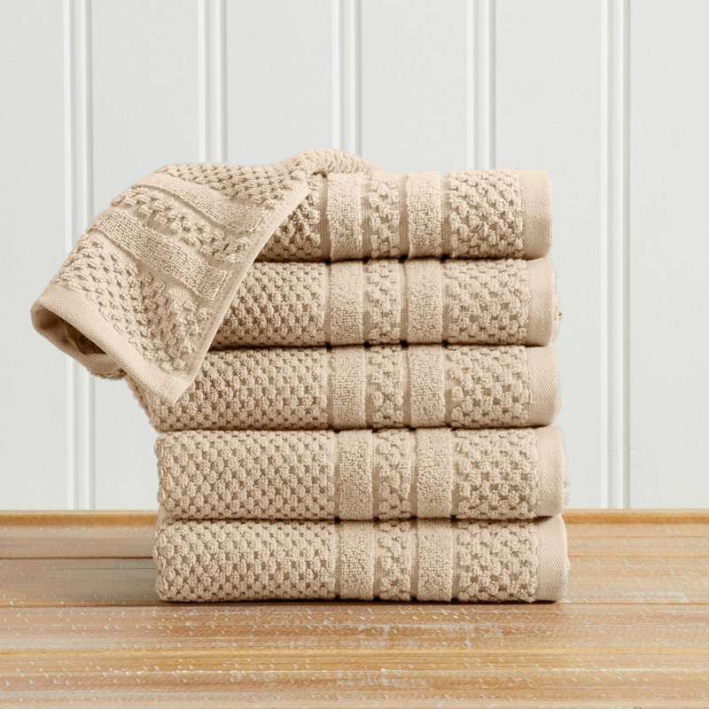 Ensemble de serviettes 100% coton à carreaux, Grès, Essuie-mains (paquet de 6)