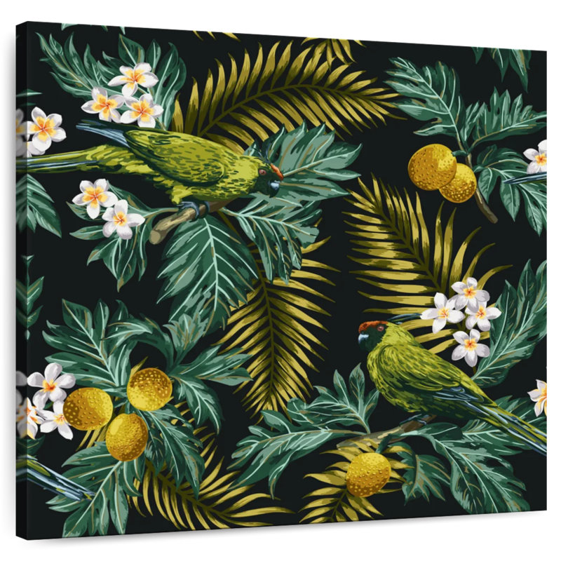 Brampt, plantes tropicales et deux oiseaux