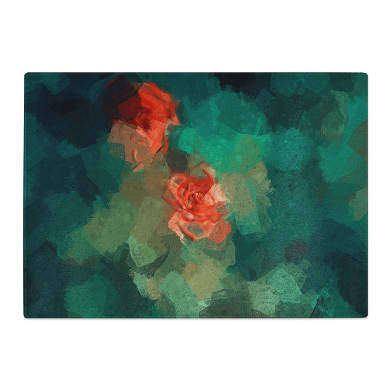 Tempered Glass Rose Garden Chopping Board, 28.5 cm W x 20 cm L