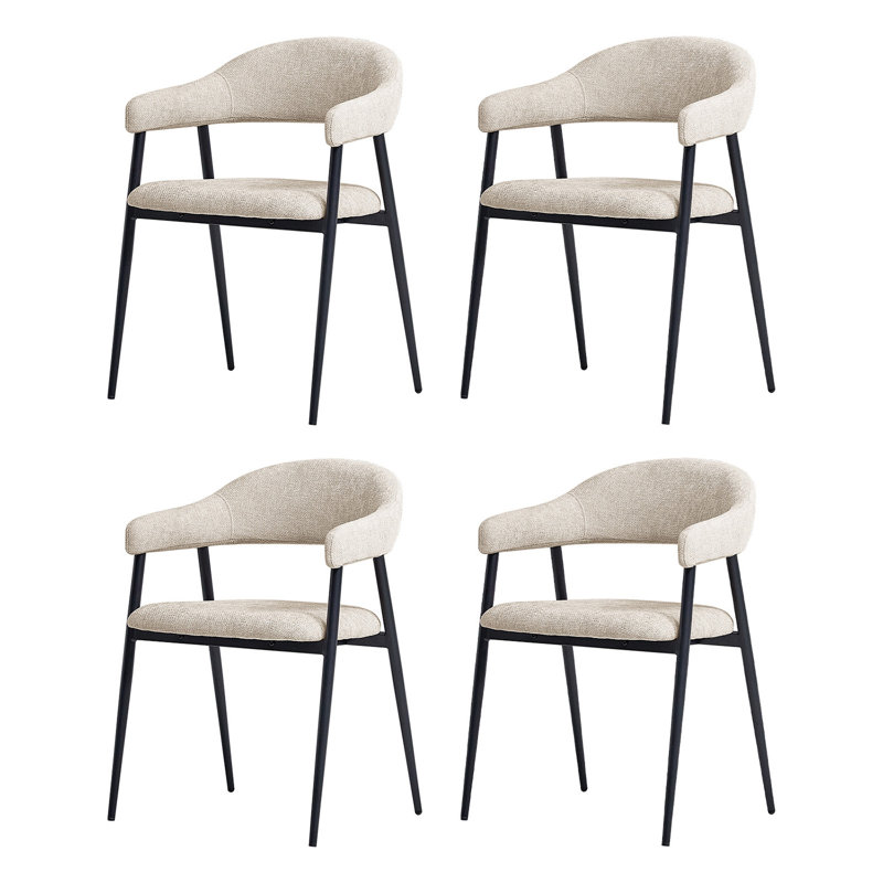 Remedios Modern Dinning Chair With Metal Legs, 4, Tan