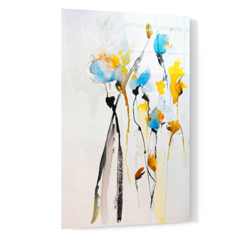 "Fleurs bleues II" par Karin J, H 24 po x l 16 po x P 0,2 po