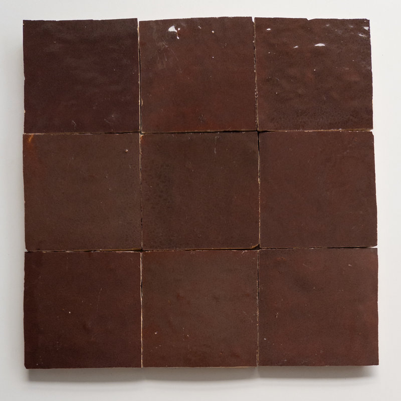 Carreau de céramique cerise zellige, 4 po x 4 po