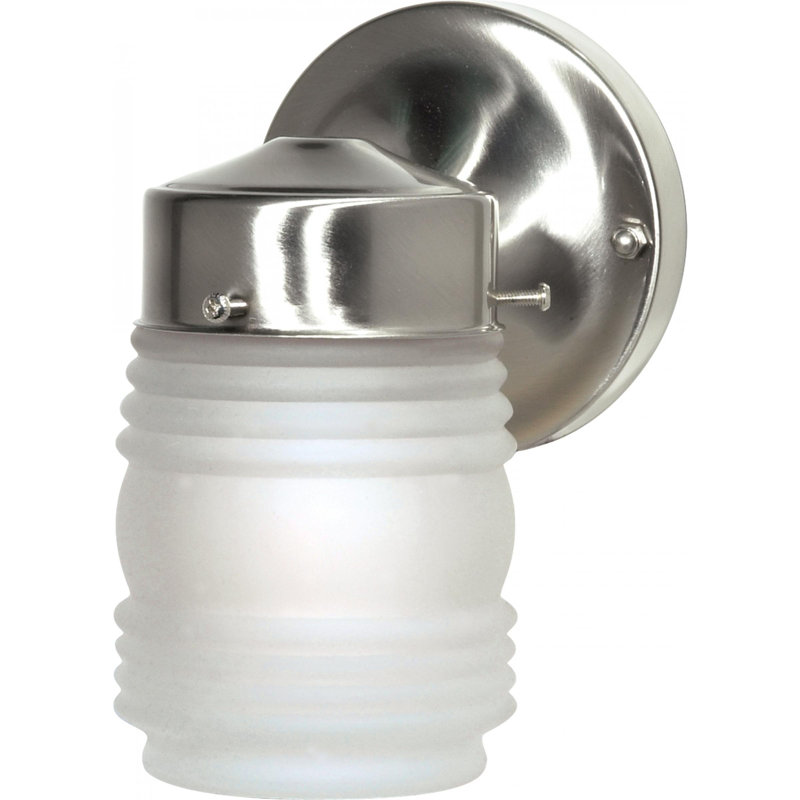 Lanterne murale d'extérieur à 1 ampoule H 8,5 po Hartnell, Givré, Nickel brossé
