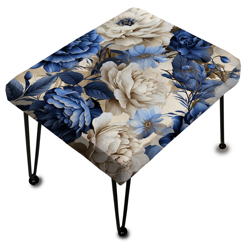 Repose-pieds bleu avec motif victorien Blue Renaissance Roses