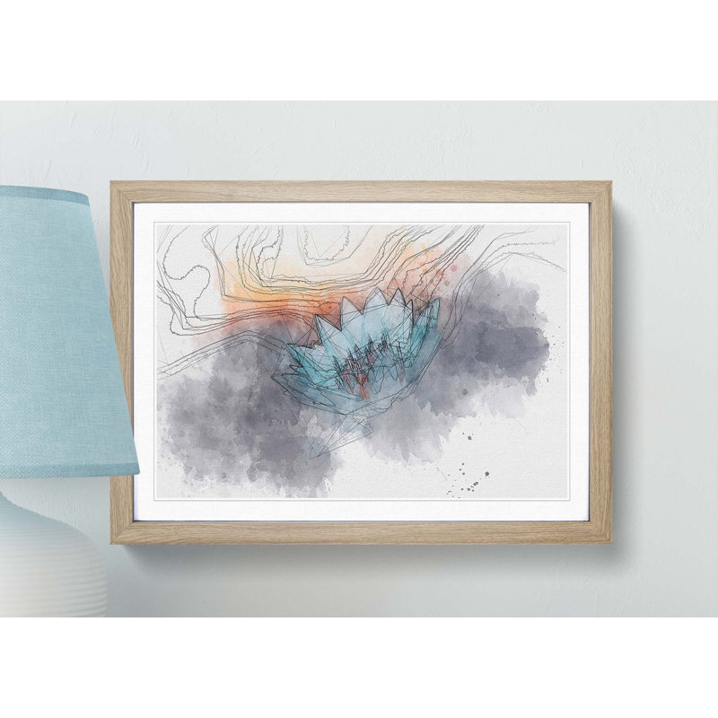 Lotus Flower in Abstract - Picture Frame Graphic Art Print, 60cm H x 91cm W x 2cm D, Oak