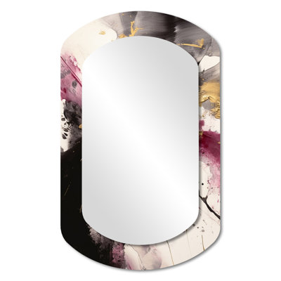 Or et rose fluides fusion II - miroir mural asymétrique moderne abstrait irrégulier