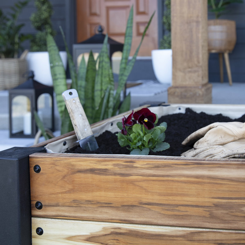 Backyard 10 Cubic Foot Teak Planter with Powder Coated Legs