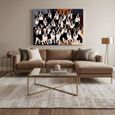 Dogs Boston Terrier Purple Canvas Wall Art