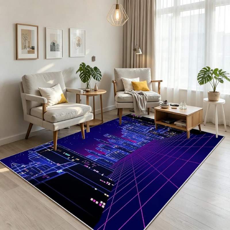 Tapis d'intérieur rétro clair et lavable à la machine, Rectangle 71 po x 98 po